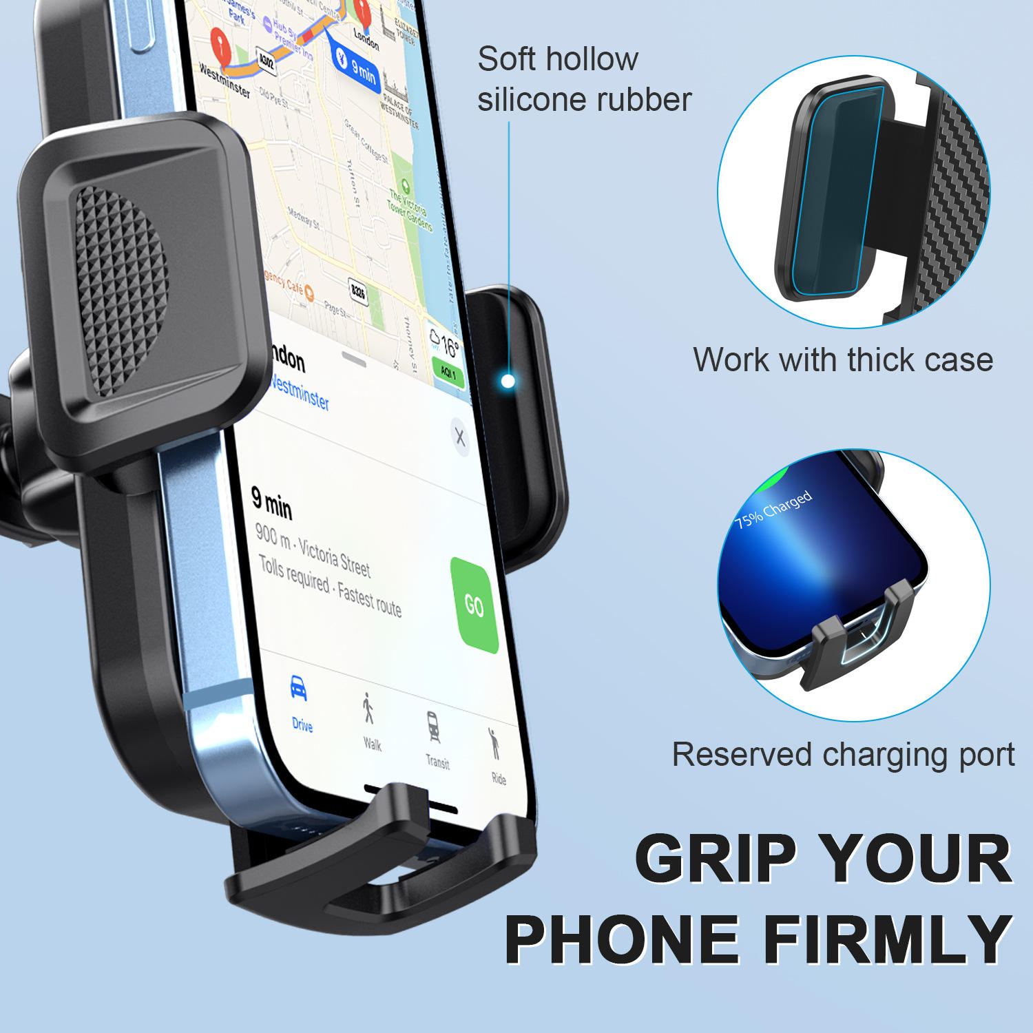 Lotzi Universal Car Phone Holder - 360° Rotating Air Vent Suction Cup Mount